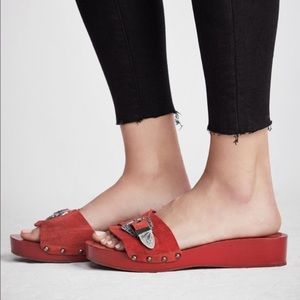 COPY - Free People Westtown Slide Wooden Clog in Red 8